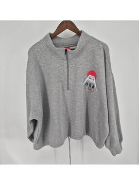 USA Olympics Sweatshirt Tokyo 2020 Gray Oversized Quarter Zip XXL